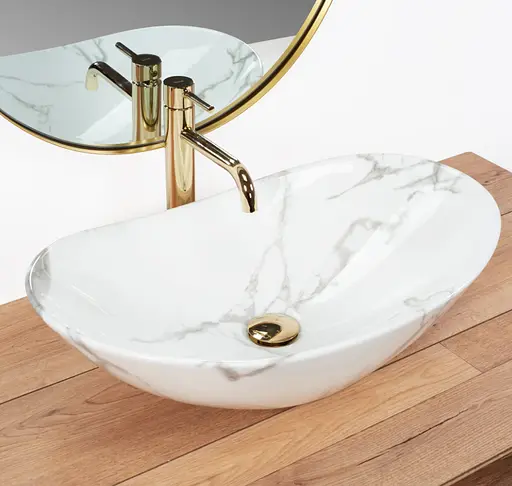 Умивальник Rea Royal накладний marmo shiny REA-U8009, Мармур - фото 2
