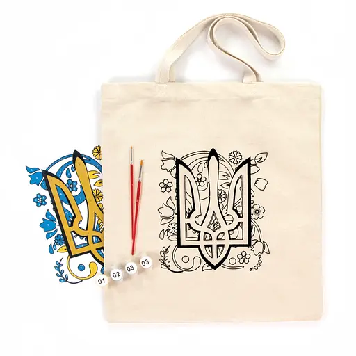 Набор экосумка-раскраска «Тризуб» хлопок 220 г/м2 38х42см ROSA Talent [CD] - фото 3