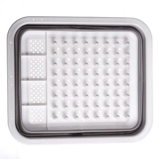 Сушарка для посуду Multi-Function Drain Rack 511 LS Силіконова складана з нековзними ніжками біла - фото 2