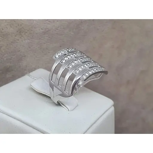 Срібне кільце Імперія золота з фіанітами. КВ714С 18,5 - фото 3