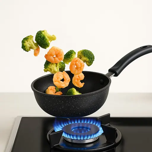 Сотейник глибока сковорода з мармуровим антипригарним покриттям 1.5 л, Kitchen Master Чорний 87758 - фото 2