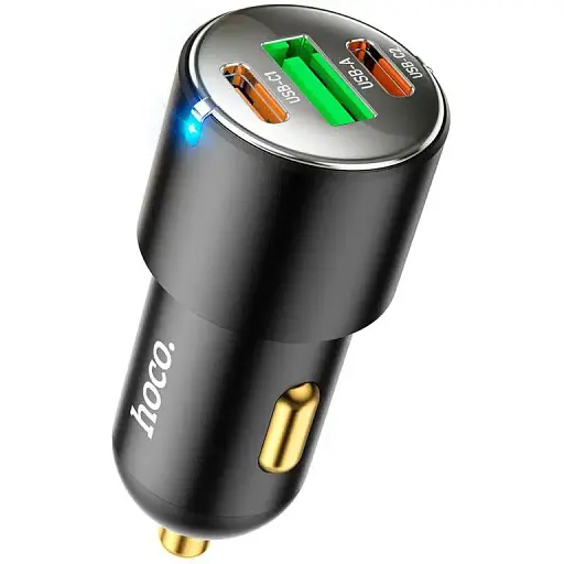 Автомобільний зарядний пристрій Hoco NZ6 PD45W 3-port ( 2C1A ) car charger Чорний - фото 1