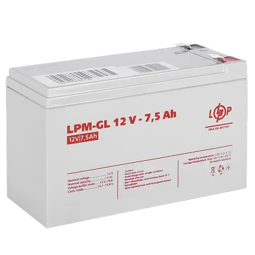Аккумулятор гелевой LPM-GL 12V - 7.5 Ah - фото 2