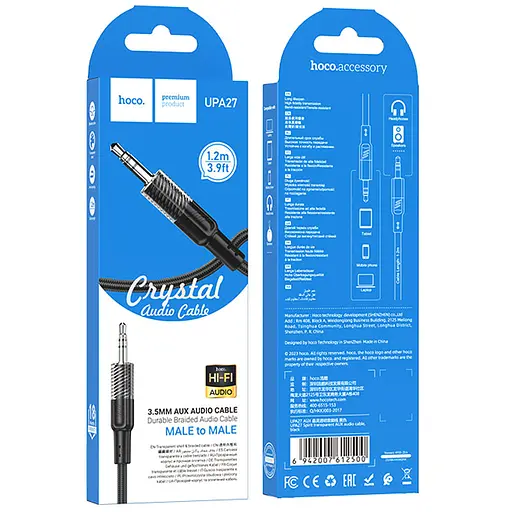 Аудіо кабель Aux Hoco UPA27 Spirit transparent (1.2m) Black - фото 5