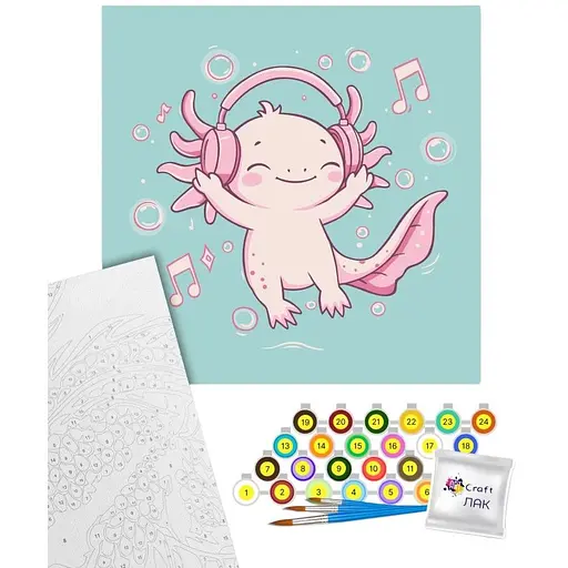 Картина за номерами Art Craft Аксалотль у ритмі музики 30х30 см (15618-AC) - фото 1