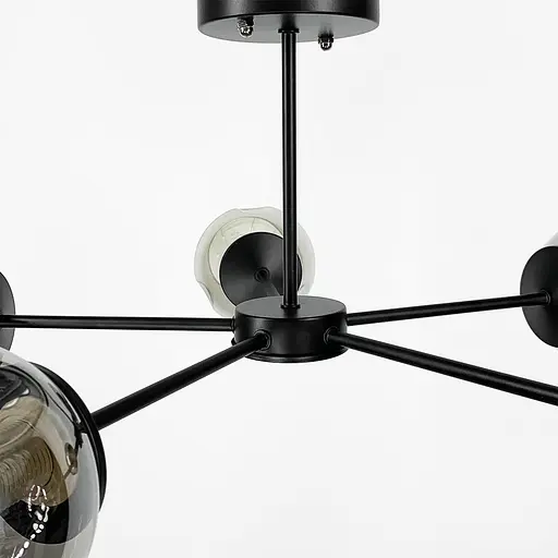 Сучасна стельова люстра в чорному корпусі на 5 плафонів Line.F 91069/5 BK - фото 5