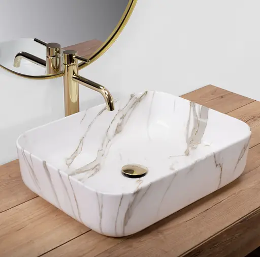 Умивальник Rea Demi aiax накладний мармур REA-U4100, Мармур - фото 2