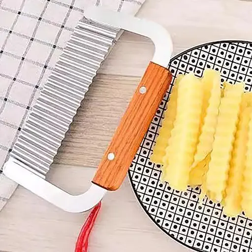 Нож для фигурной нарезки сыра, овощей и фруктов слайсер (для картошки фри) с деревянной ручкой, Kitchen Master 87752 - фото 8