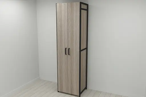 Шкаф Гардероб Уни секция 6 серии Конект Ferrum-decor 220x60x50см Черный металл ДСП Дуб Сонома Трюфель 16 мм (FRD-104574) - фото 6