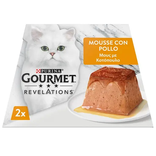 Влажный корм Gourmet Revelations Мусс с курицей и соусом полнорационный для взрослых кошек 114 г (2х57 г)
