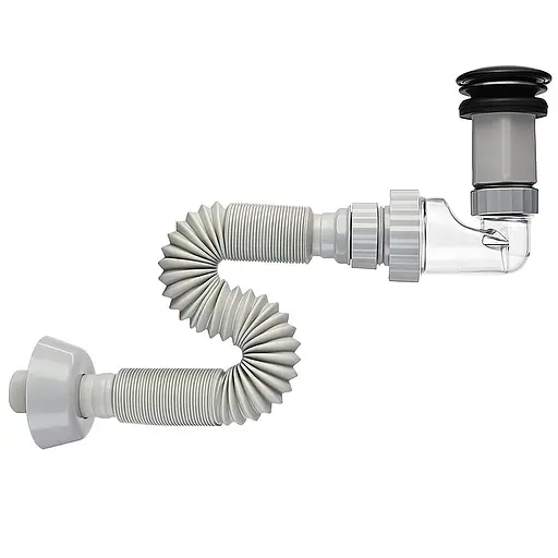 Сифон меблевий VBI з чорним клапаном VBI-059101BL, Чорний матовий - фото 3