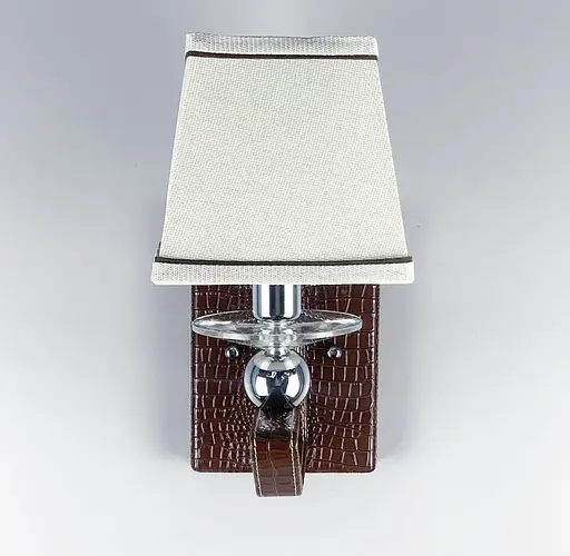 Бра з класичним тканинним абажуром та екошкірою Line F S 1449/1 BR - фото 6