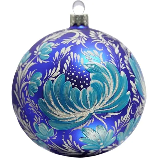 Ялинкова прикраса Санта Шоп Петриківка Синя квітка скло (4820001112252)