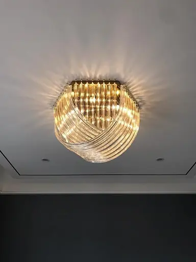 Стельова люстра Newport із закрученими скляними трубками у золотому каркасі Line.F Діаметр 50см - фото 9