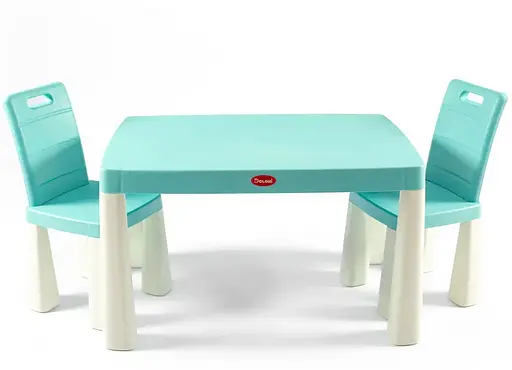 Детский комплект стол и два стула Doloni (пластиковый) Бирюзовый