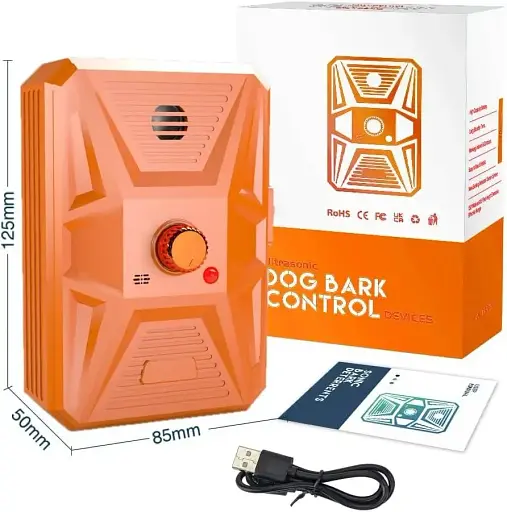 Антилай устройство против лая Queenmew, 3 ультразвуковых режима с регулируемой частотой оранжевый - фото 2