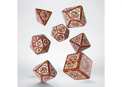 Набір кубиків Steampunk Clockwork Caramel & white Dice Set , 7 шт. (SSTC72) - фото 2