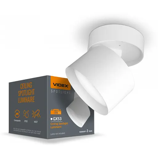 Світильник Videx під лампу GX53 поворотний Білий VL-SPF18B-W - фото 1