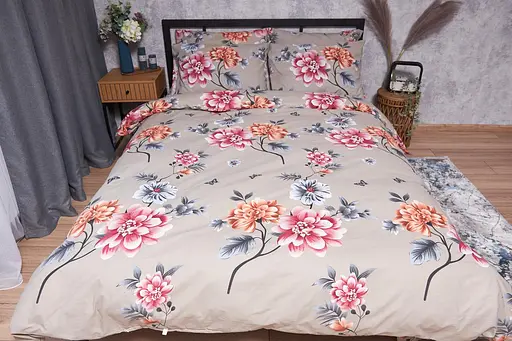 Комплект постельного белья Moon&Star Бязь Gold Люкс Peony Brown King Size 220x240 наволочки 2х70х70 - фото 3