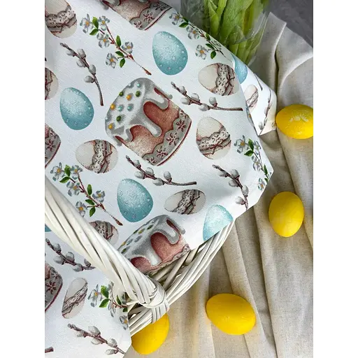 Пасхальное полотенце водоотталкивающее для корзины Пасхальная пасочка 70х40 см Голубой - фото 5