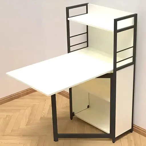 Стіл книжка з етажеркою Практик 1 Ferrum-decor 1200x640x990 Чорний метал ДСП Біле 16 мм (FRD-104611)