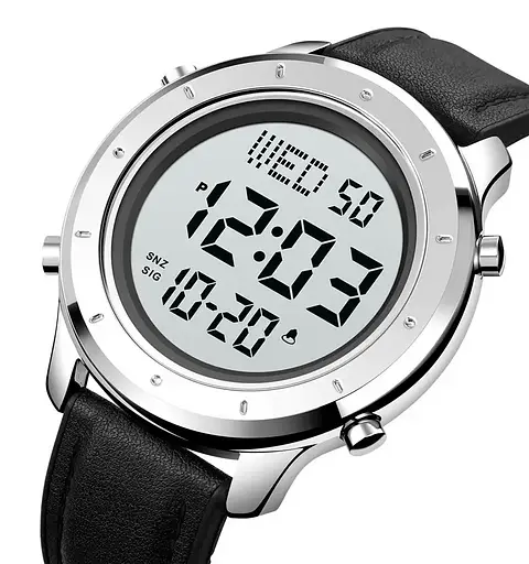 Чоловічий наручний електронний годинник Skmei 1864 (Сріблястий з білим циферблатом) - фото 2