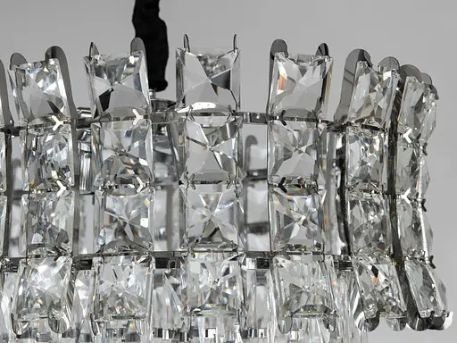 Кришталева люстра над обіднім столом овальної форми на 8 ламп, хром - фото 4