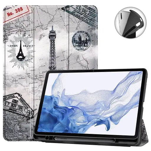 Чохол  SlimTPU Spen holder Samsung Galaxy Tab S10+ Plus / S9 Fe + / S9 Plus Ейфелева Вежа