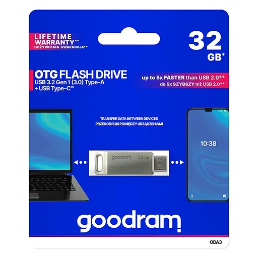 USB флеш накопичувач Goodram 32GB ODA3 Silver USB 3.0 / Type-C (ODA3-0320S0R11) - фото 5