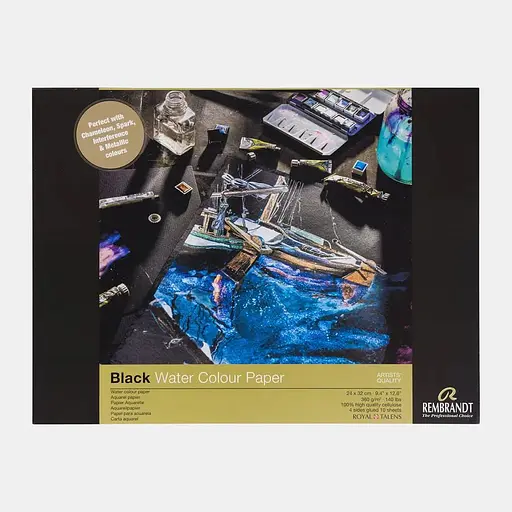 Склейка-блок для акварели REMBRANDT 360г/м2 100% целлюлоза 10л. черная бумага Royal Talens