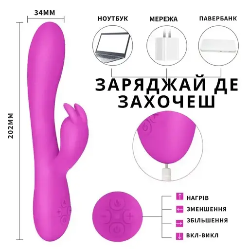 Вібратор кролик з підігрівом I'MCUM Hot Bunny Рожевий (IM-ZDB013) - фото 4