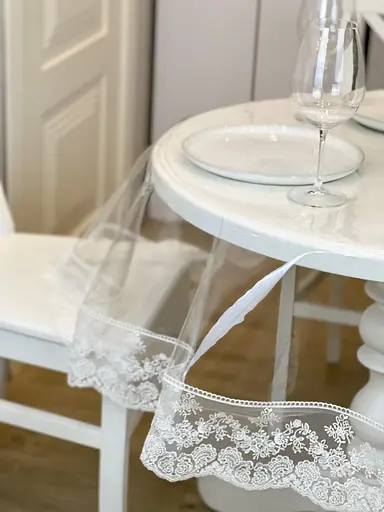 Силиконовая скатерть с молочным кружевом Блюмарин 15 см 190х150 см - фото 5