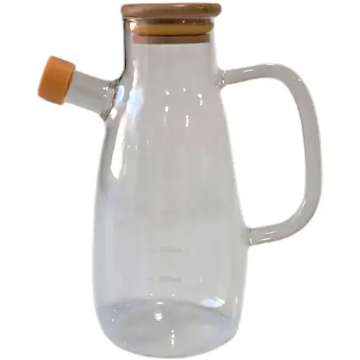 Бутылка для масла и уксуса стеклянная с бамбуковой крышкой 650 мл Yiwu HP-34-1-650