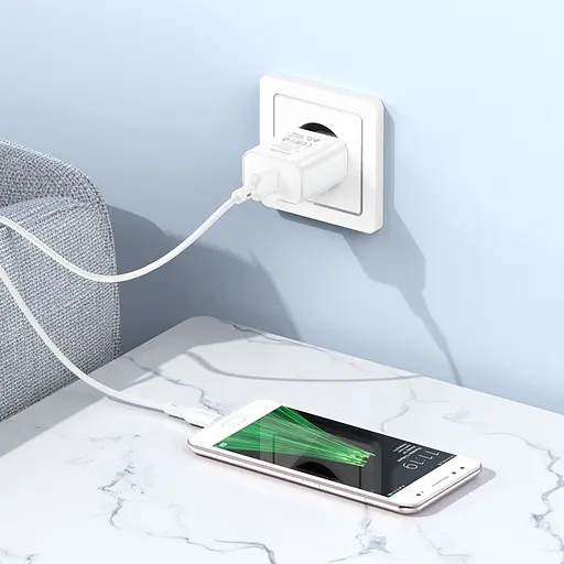 Зарядний пристрій Borofone BA72A USB QC 18W білий - фото 2