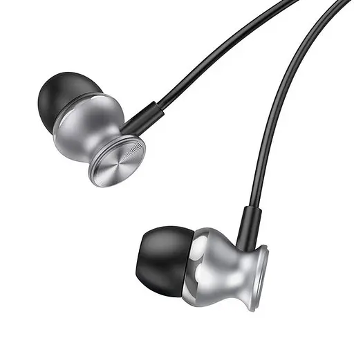 Дротові навушники Hoco M106 Fountain metal універсальні earphones with microphone, 3.5mm, 1.2m, grey - фото 4