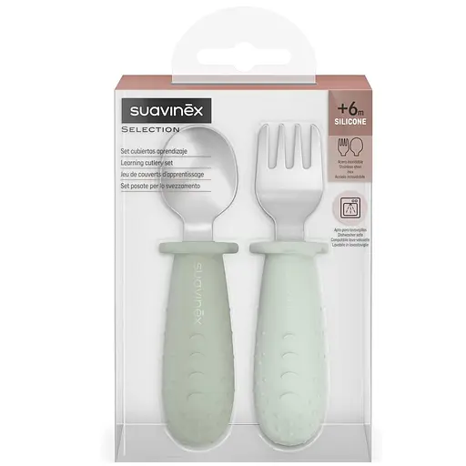 Набір столових приборів зі сталі Suavinex Colour Essence зелений (402912)