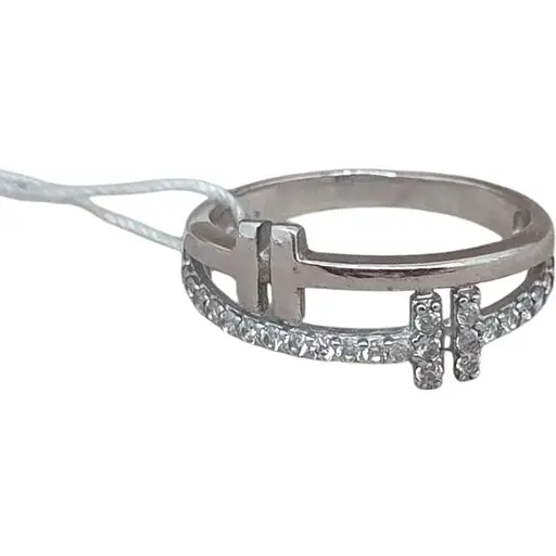 Срібне кільце Агні Таіра з фіанітами. 1615/1Р-CZ 17