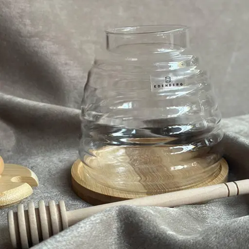 Банка для меда стеклянная Edenberg с крышкой и ложкой-дозатором 440 мл (EB-19782) - фото 3