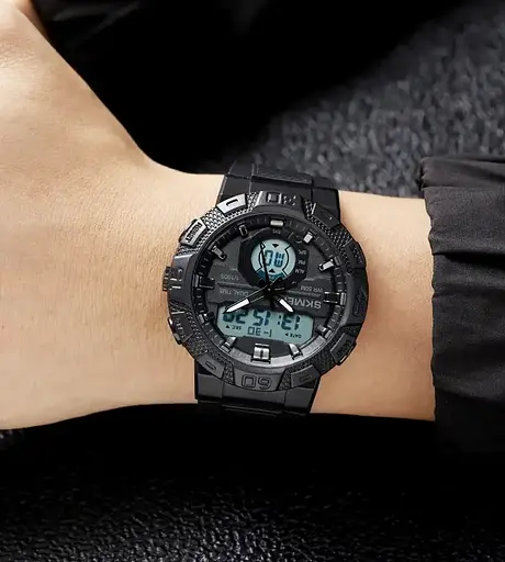 Чоловічий спортивний годинник Skmei 1881 (Чорний з білим) - фото 7