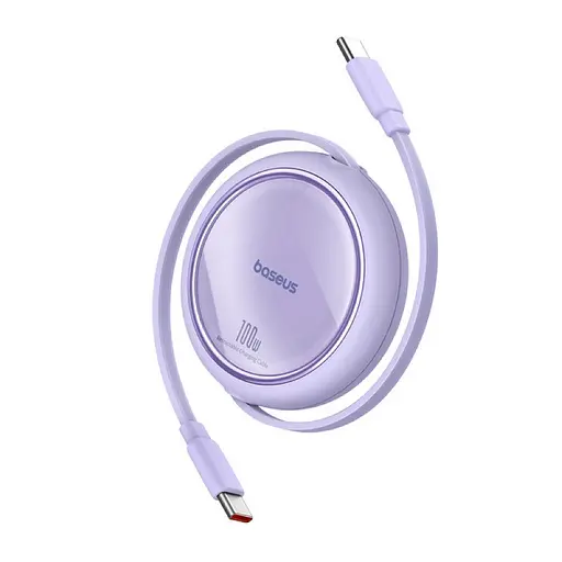 Кабель Baseus Free2Draw Mini Retractable Charging Cable Type-C to Type-C 100W 1 м Nebula Purple - фото 3
