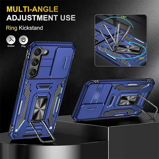 Ударостійкий чохол Camshield Army Ring для Samsung Galaxy S21+ Синій / Navy - фото 5