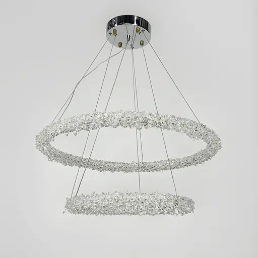 Невероятная хрустальная подвесная люстра Ø 60+40 см Ст. MD9105R-600+400 CH | Line F - фото 1