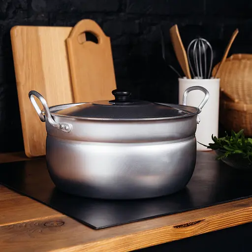 Кастрюля сферическая матовая алюминиевая с крышкой 3.4 л, Interos Серый 86215 - фото 4