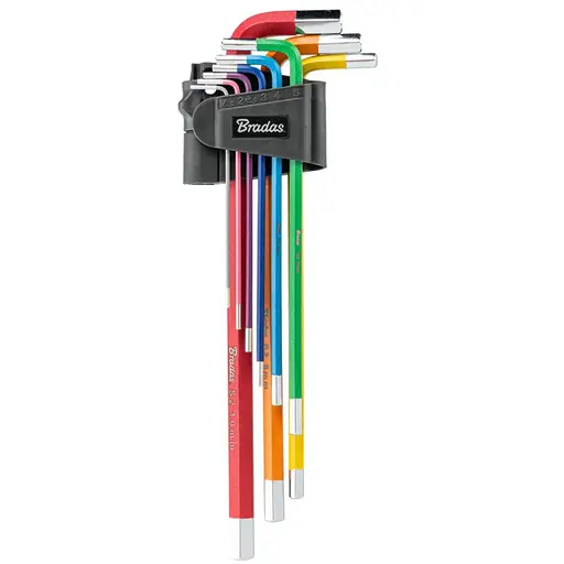 Набір шестигранних ключів Bradas HX 1,5-10 мм, 9 шт подовжені (DIY-HKH42-EL/B) - фото 1