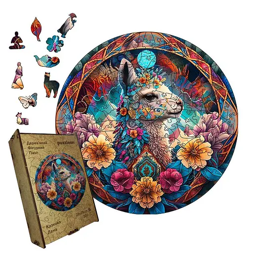 Пазл деревянный Сказочная Лама, А5, 35 элементов, Картонная коробка