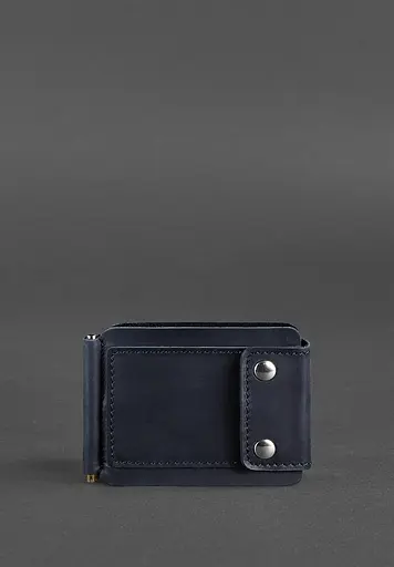 Мужской кожаный портмоне синий 10.0 зажим для денег Crazy Horse - фото 2