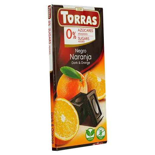 Шоколад чорний Torras з апельсином без цукру 75 г - фото 2