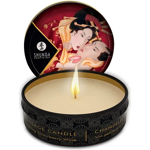 Масажна свічка Shunga Mini Massage Candle - Sparkling Strawberry Wine (30 мл)
