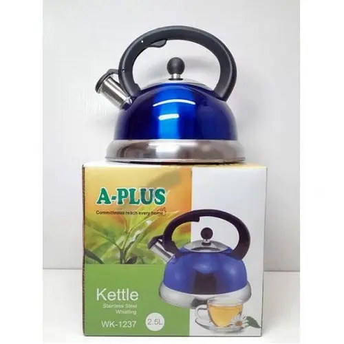 Якісний металевий чайник зі свистком з нержавіючої сталі для газової плити А-Плюс чайник нержавійка - фото 1