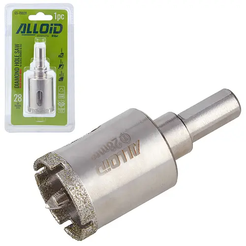 Свердло корончате Alloid Building Tools алмазне по склу та кераміці 28 мм з центрувальним свердлом (GS-70028) - фото 2